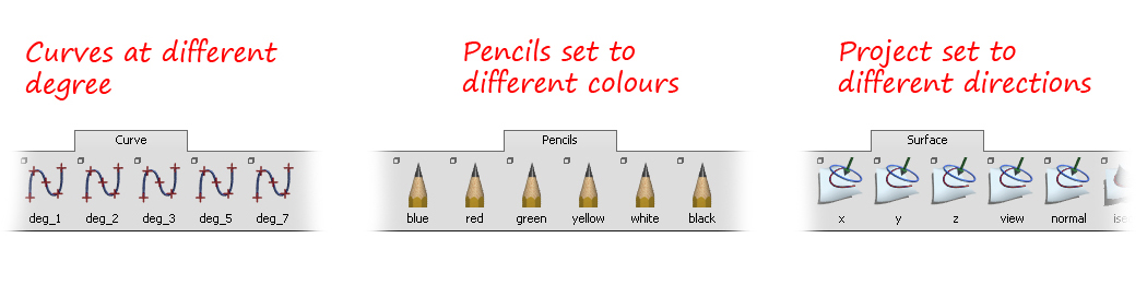 Examples of the same tools with different settings